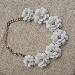 J.Crew White Floral Rosette Necklace